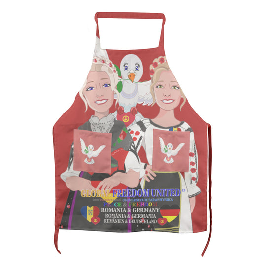 Apron GLOBAL FREEDOM UNITED© Women Romania & Germany Red