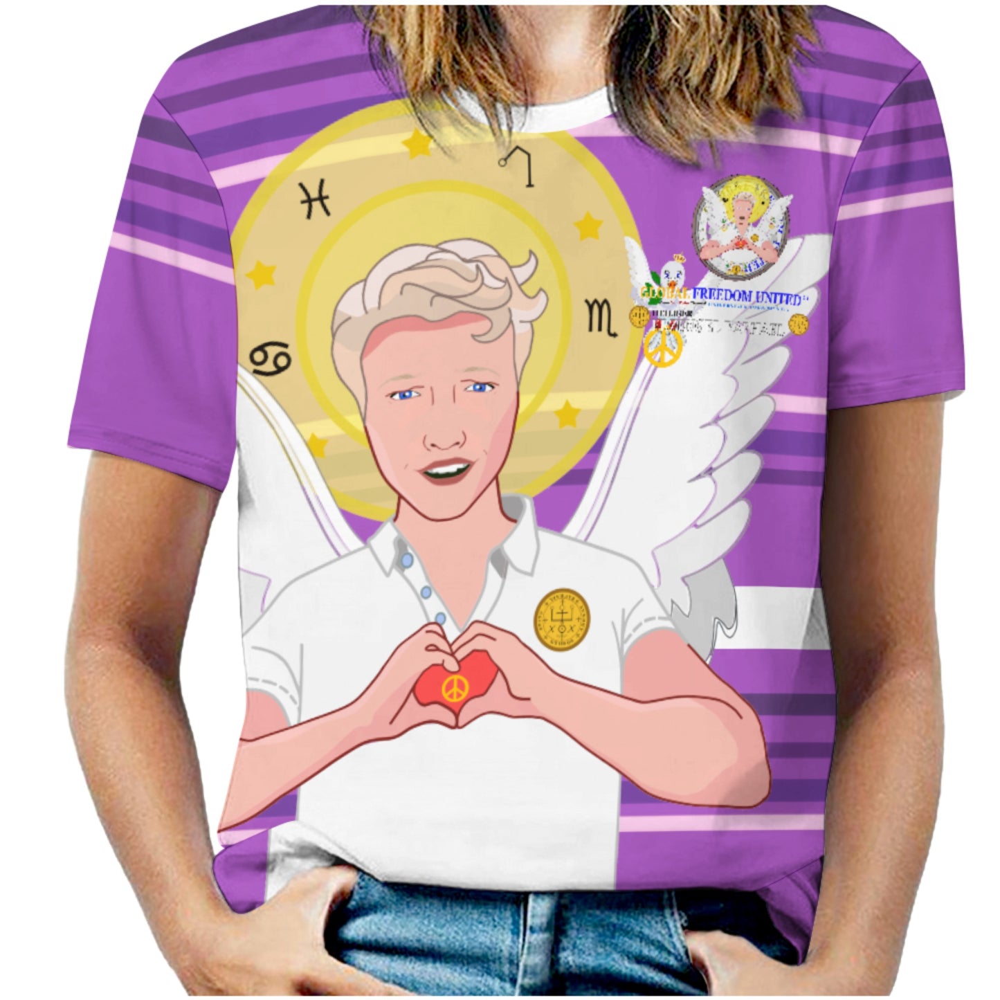 Women´s T-shirt GLOBAL FREEDOM UNITED© Archangel Rafael German Lilac