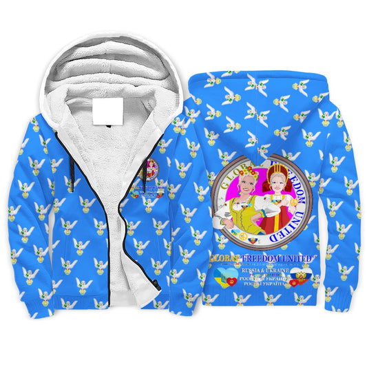 Plush Hoodie GLOBAL FREEDOM UNITED© Women Ukraina & Russia Blue