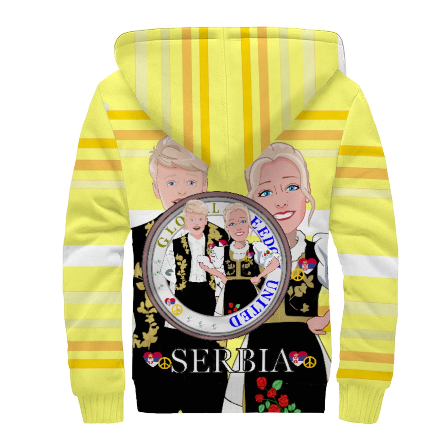 Plush Hoodie 1 Global Freedom United Couple Edition Serbia Yellow