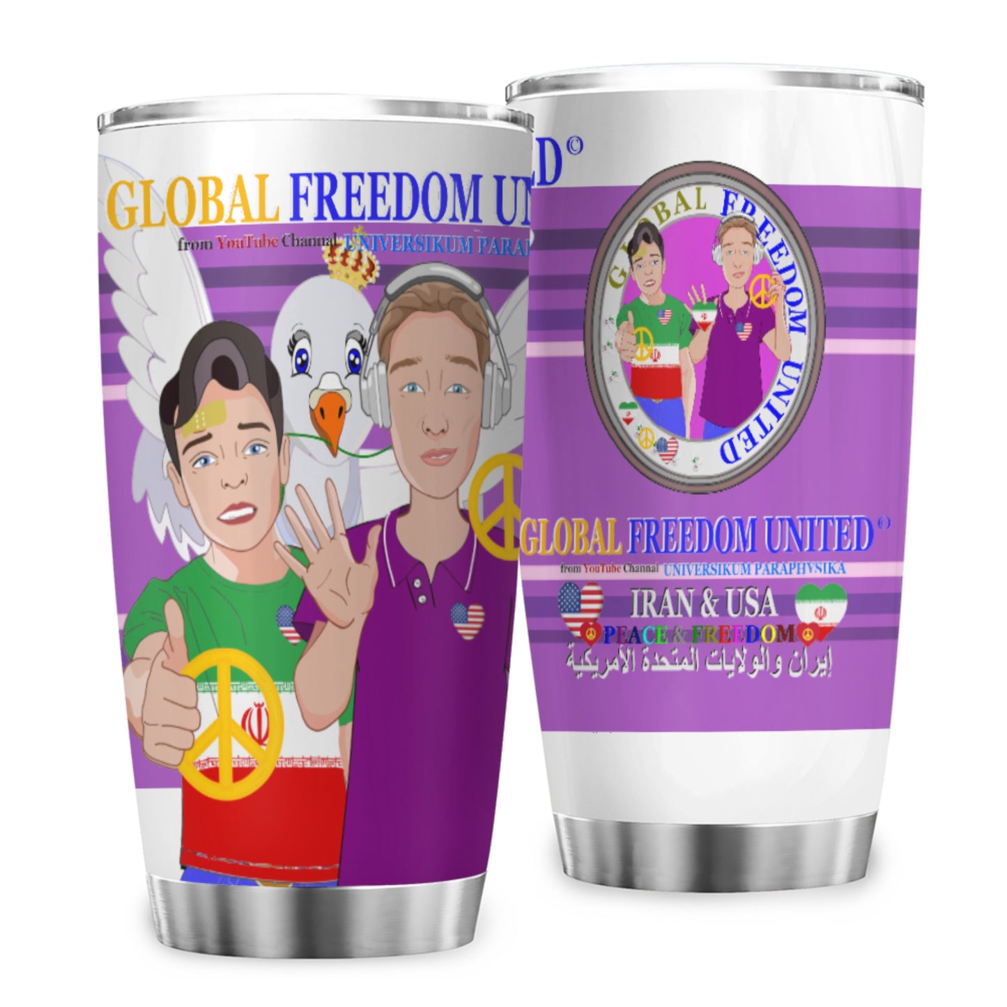 Tumbler GLOBAL FREEDOM UNITED© Men Iran & USA  Lilac