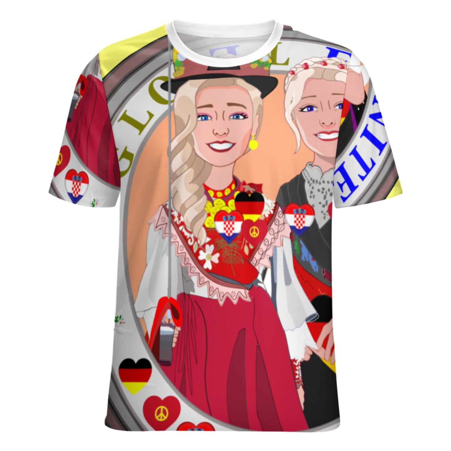 Women´s T-Shirt GLOBAL FREEDOM UNITED© Women Croatia & Germany V2 2 Yellow