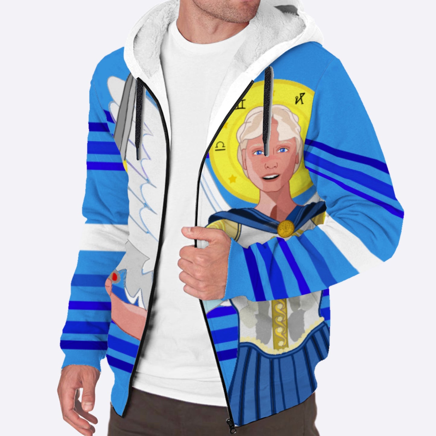 Plush Hoodie Global Freedom United Archangel Michael Deep Blue
