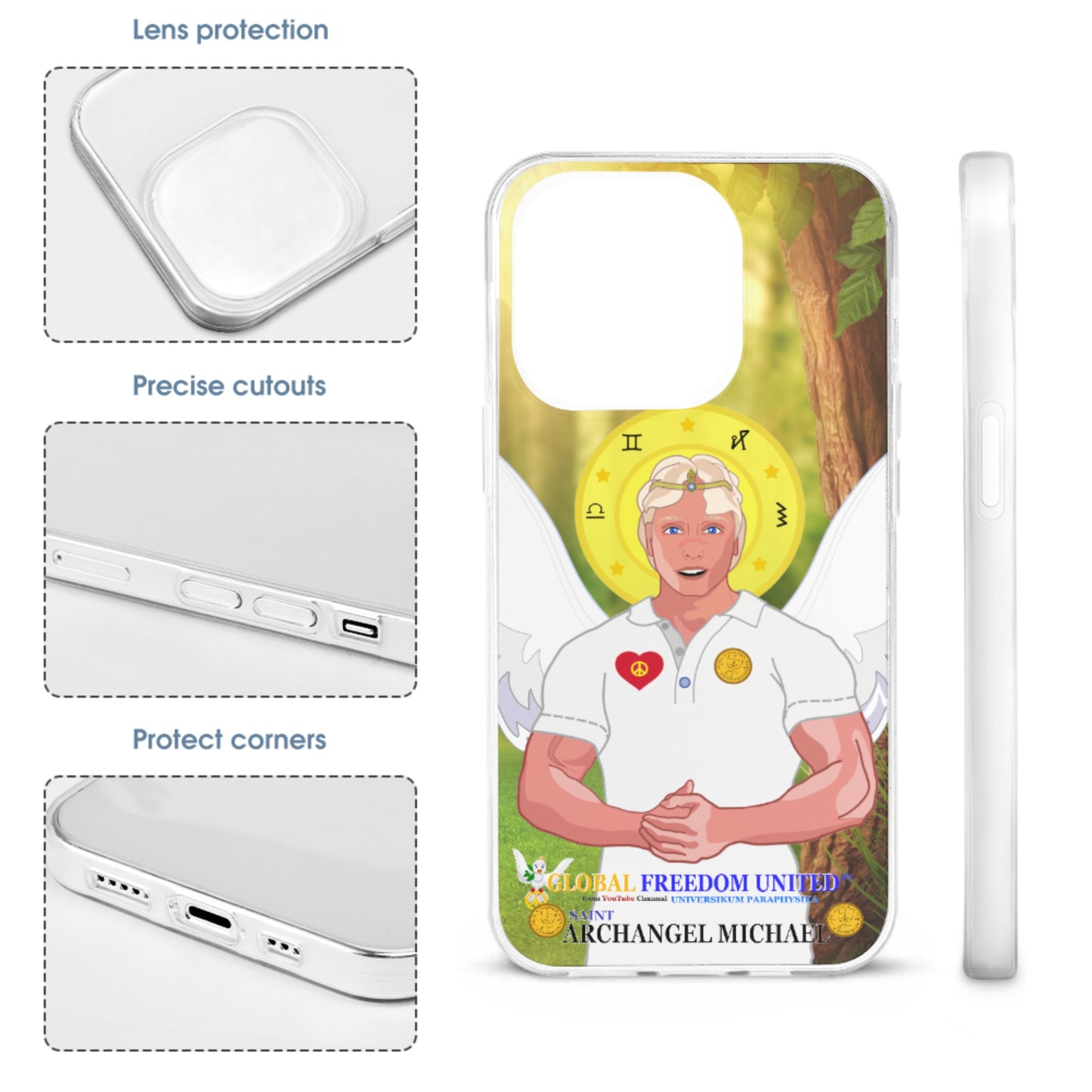 Mobile Phone Plush Hoodie GLOBAL FREEDOM UNITED© Archangel Michael English V3