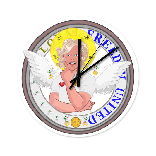 Wooden Wall Clock GLOBAL FREEDOM UNITED© Archangel Gabriel