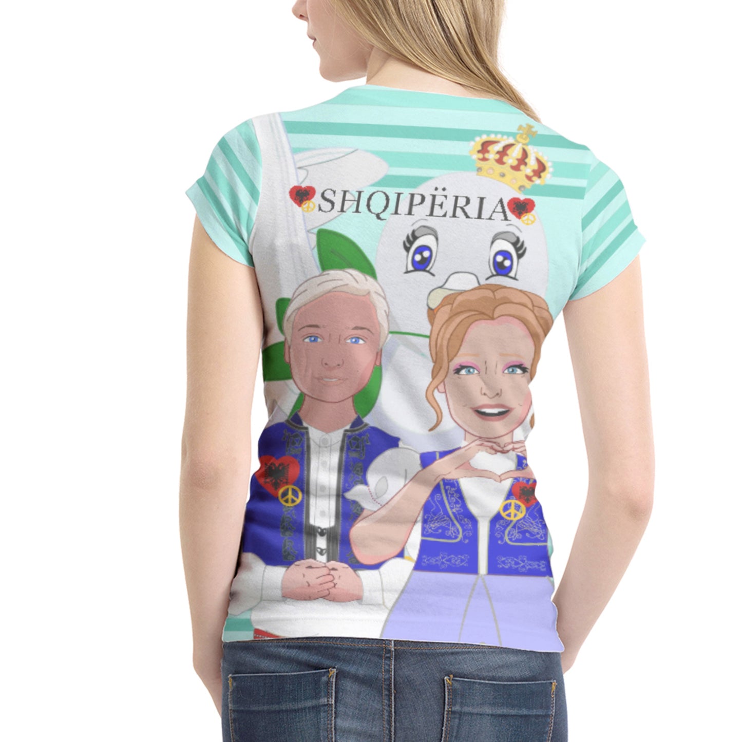 Women´s T-shirt 2 GLOBAL FREEDOM UNITED© Couple Albania Light Green