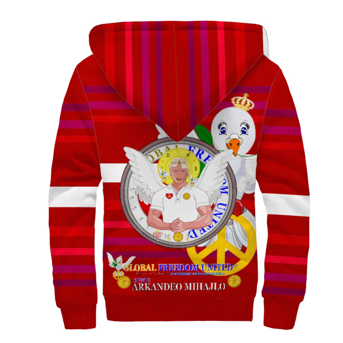 Plush Hoodie Global Freedom United Archangel Michael Croatia V2 Red