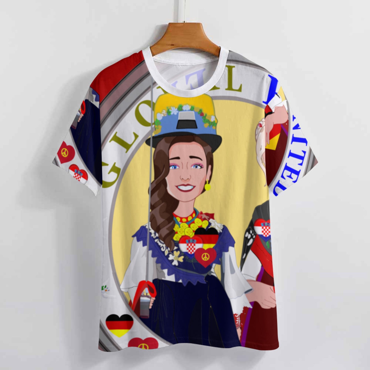 Women´s T-shirt GLOBAL FREEDOM UNITED© Women Croatia & Germany V2 1 Red