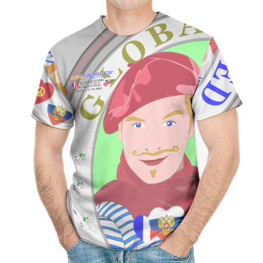 Men´s T-shirt GLOBAL FREEDOM UNITED© French & Russia Old Peace Grey Version 2