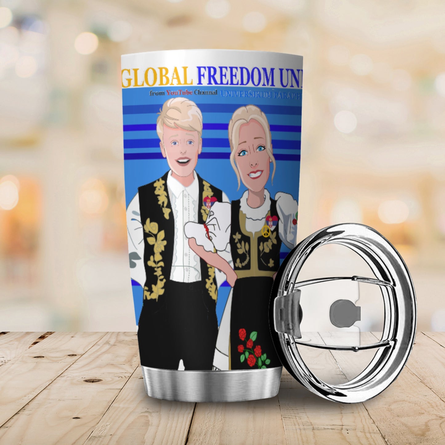 Tumbler Global Freedom United Couple Edition Serbia Black Deep Blue