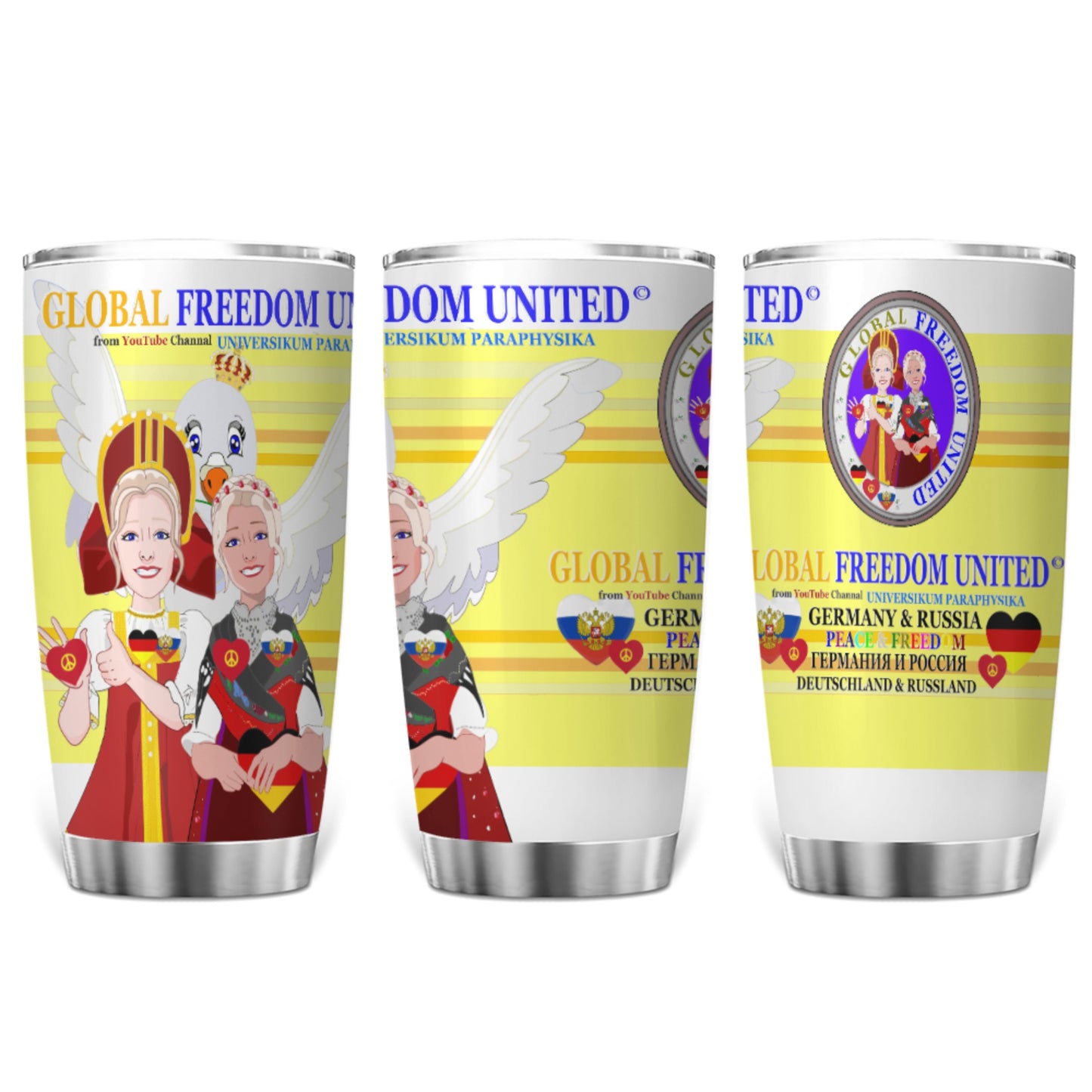 Tumbler Global Freedom United Women Russia & Germany Old Peace Yellow