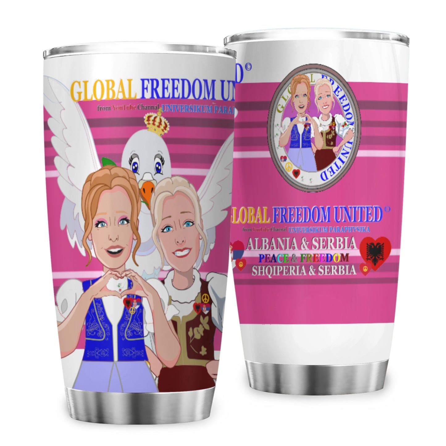 Tumbler Global Freedom United Women Albania & Serbia Old Peace Pink1