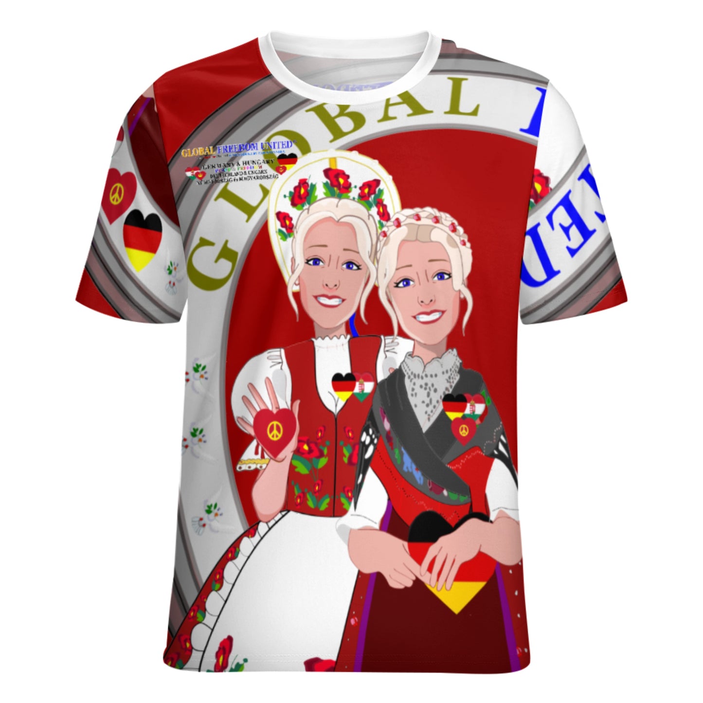Women´s T-shirt 3 GLOBAL FREEDOM UNITED© Women Germany & Hungary Red