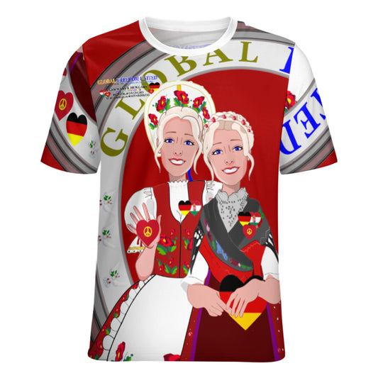 Women´s T-shirt 3 GLOBAL FREEDOM UNITED© Women Germany & Hungary Red