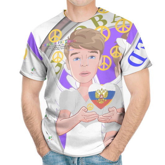 Men´s T-shirt Global Freedom United Peace Angel Russia Version 1