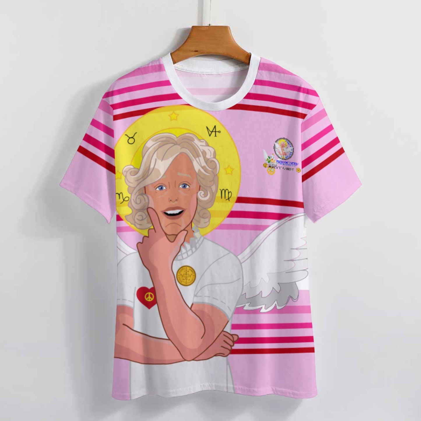 Women´s T-shirt 2 GLOBAL FREEDOM UNITED© Archangel Gabriel German Pink2