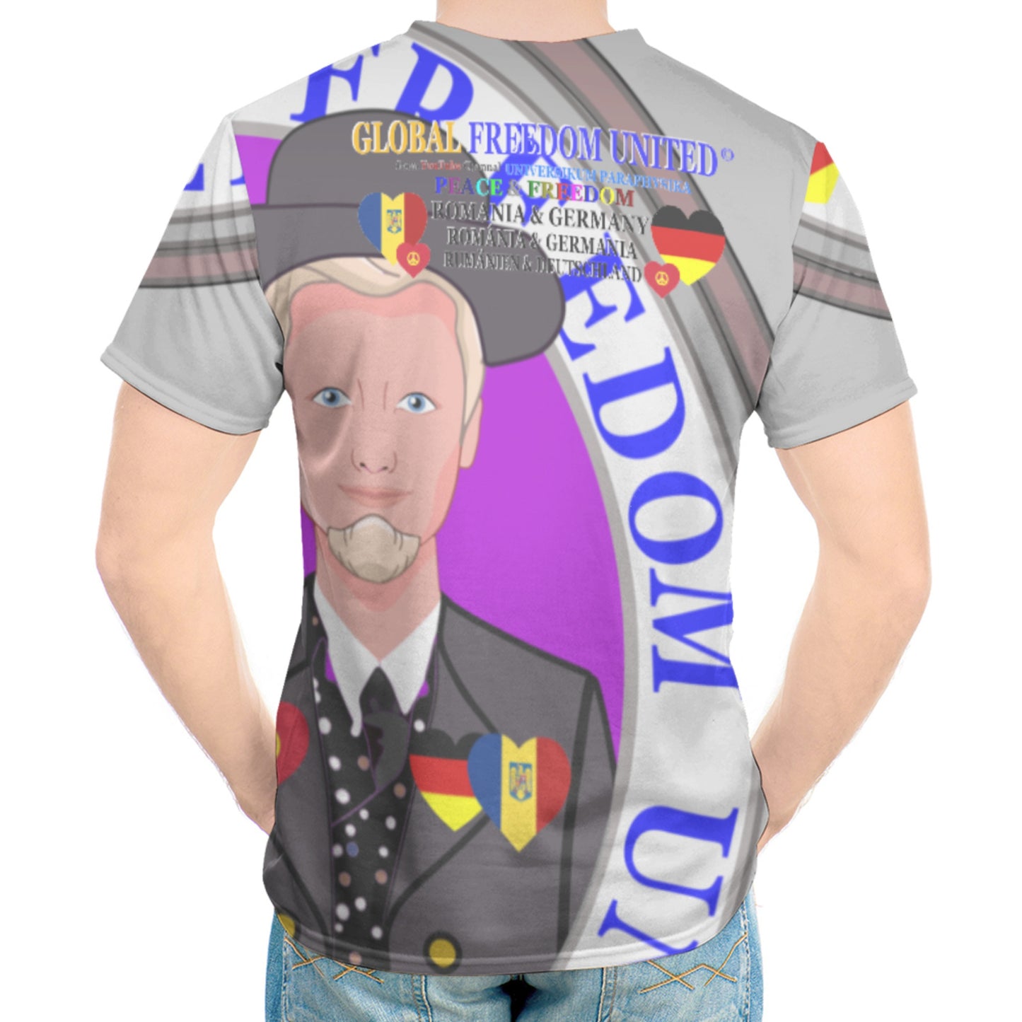 Men´s T-shirt GLOBAL FREEDOM UNITED© Men Romania & Germany Grey