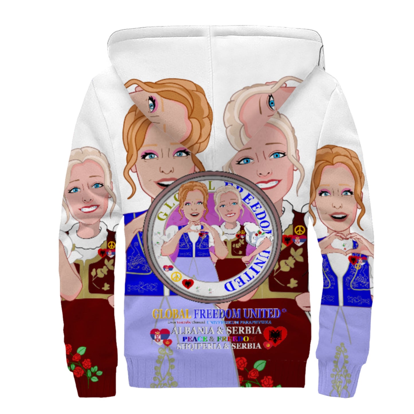 Plush Hoodie 2 GLOBAL FREEDOM UNITED© Women Albania & Serbia BIG