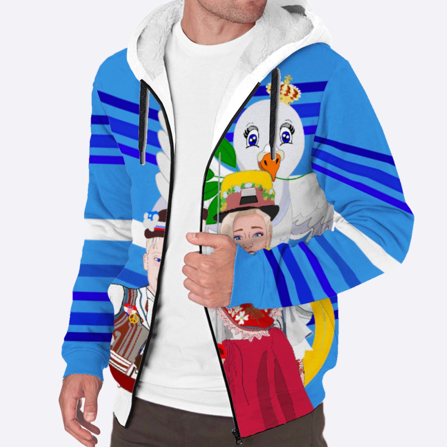 Plush Hoodie Global Freedom United Couple Edition Croatia  Deep Blue