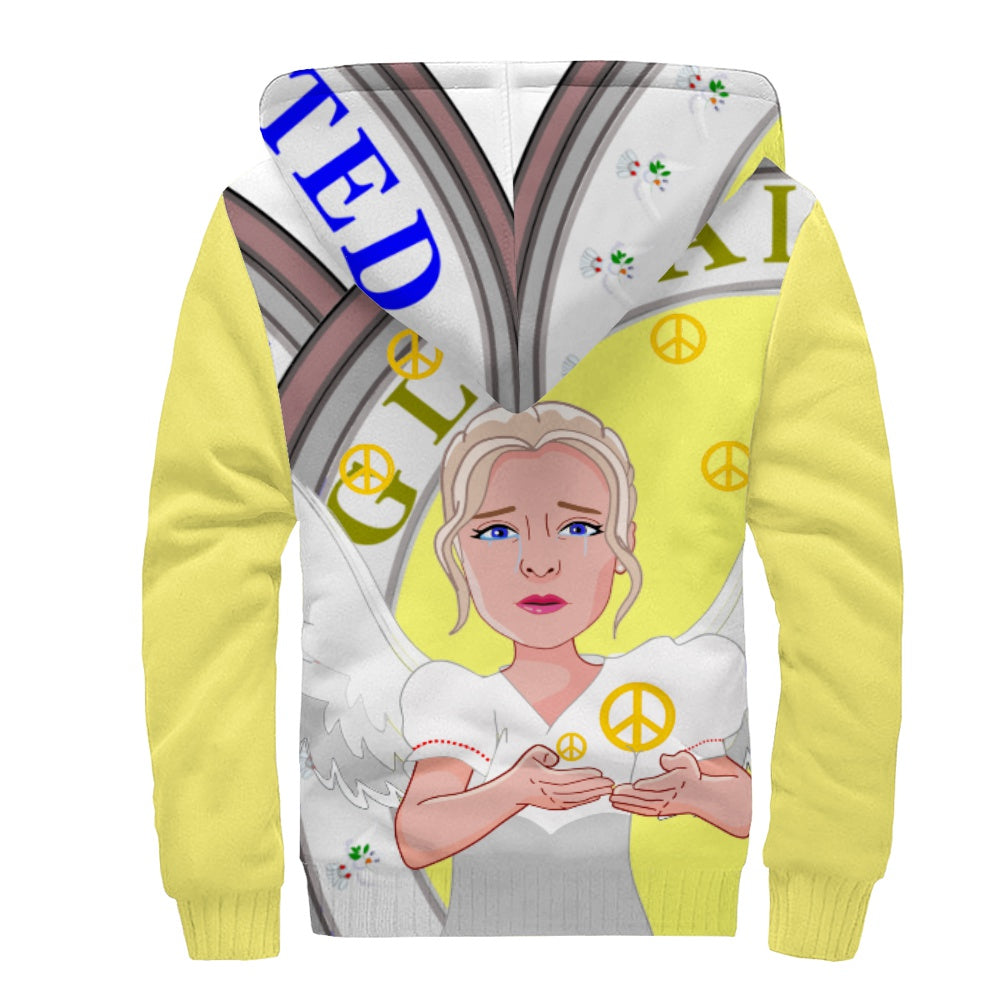 Plush Hoodie Global Freedom United Angel Of Peace Women Old  Peace Yellow