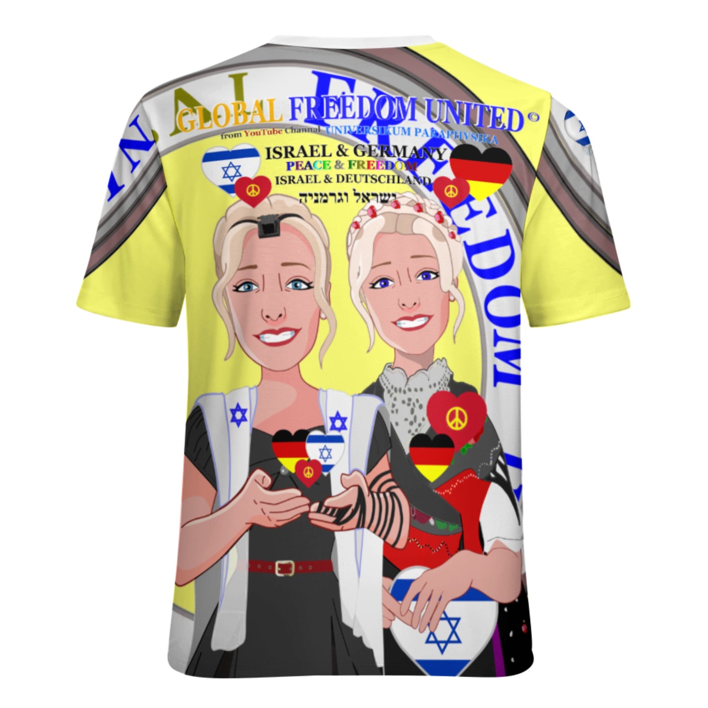 Women´s T-shirt GLOBAL FREEDOM UNITED©  Israel & Germany Yellow