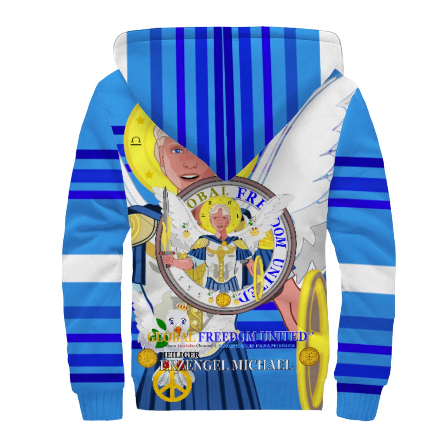 Plush Hoodie Global Freedom United Archangel Michael Deep Blue