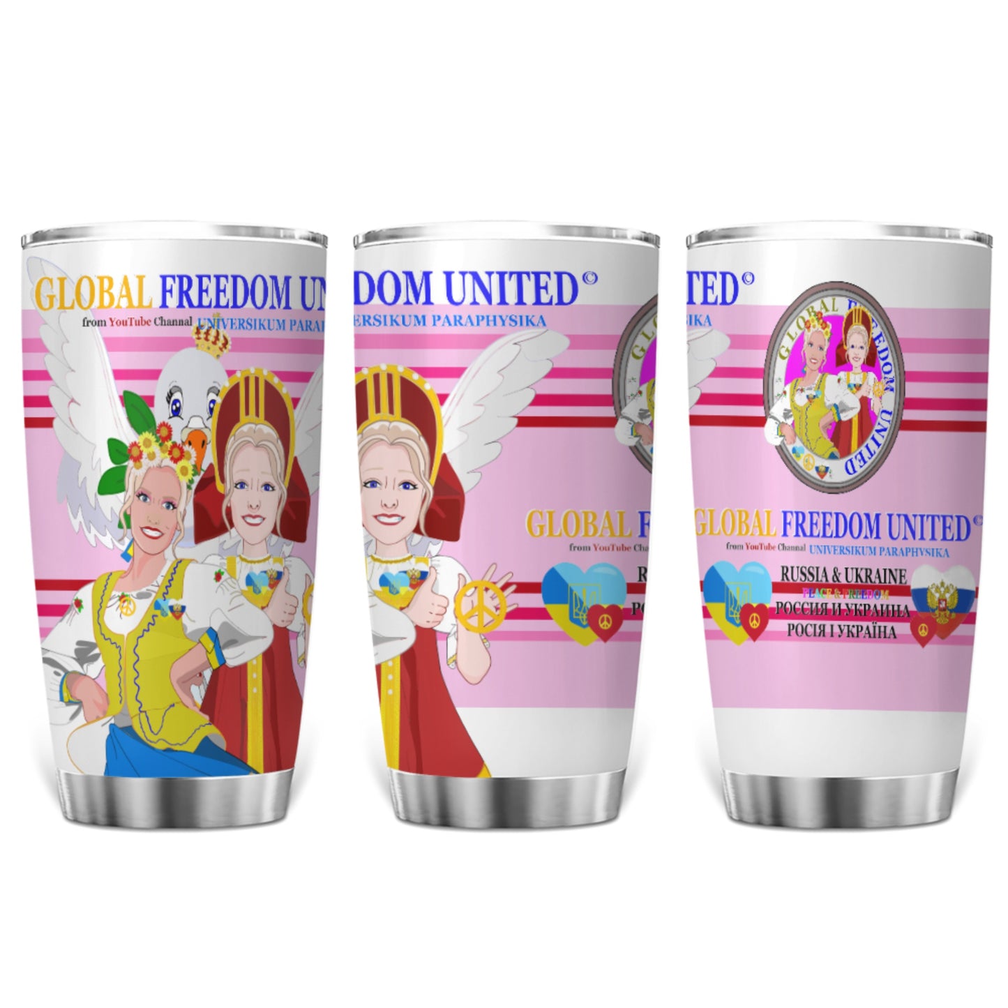 Tumbler Global Freedom United Women Russia & Ukrain Pink2