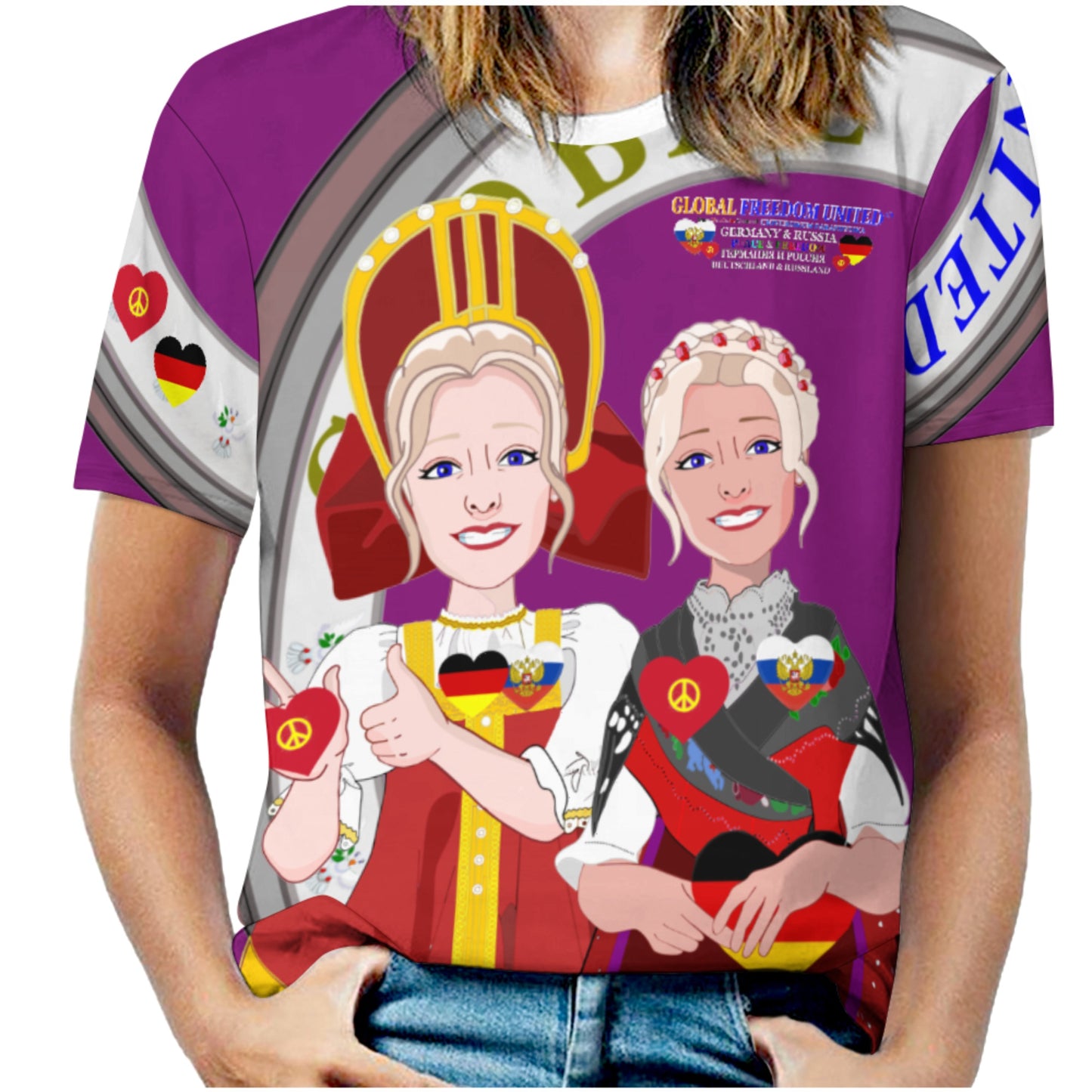 Women´s T-shirt 3 GLOBAL FREEDOM UNITED© Women RUSSIA & GERMANY Lilac