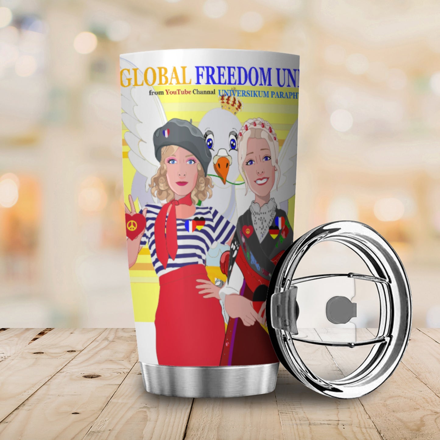 Tumbler Global Freedom United Women French & Germany Old Peace Yellow