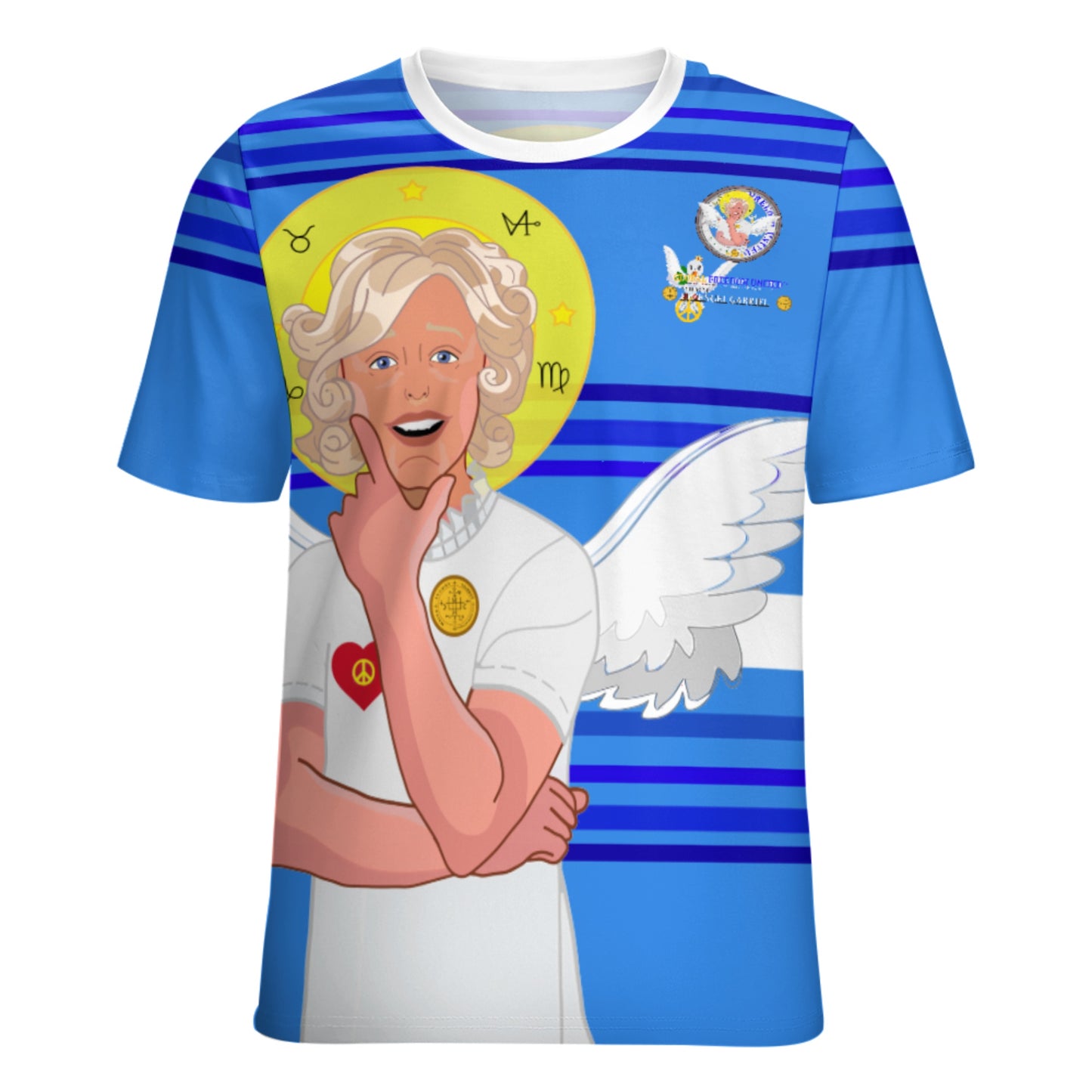 Women´s T-shirt 2 GLOBAL FREEDOM UNITED© Archangel Gabriel German Deep Blue
