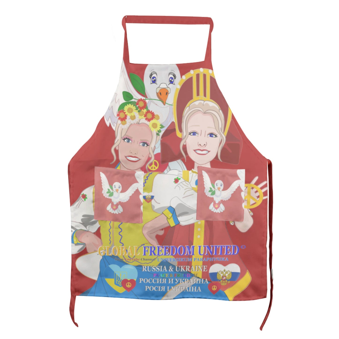 Apron GLOBAL FREEDOM UNITED© Women Ukraina & Russia Red