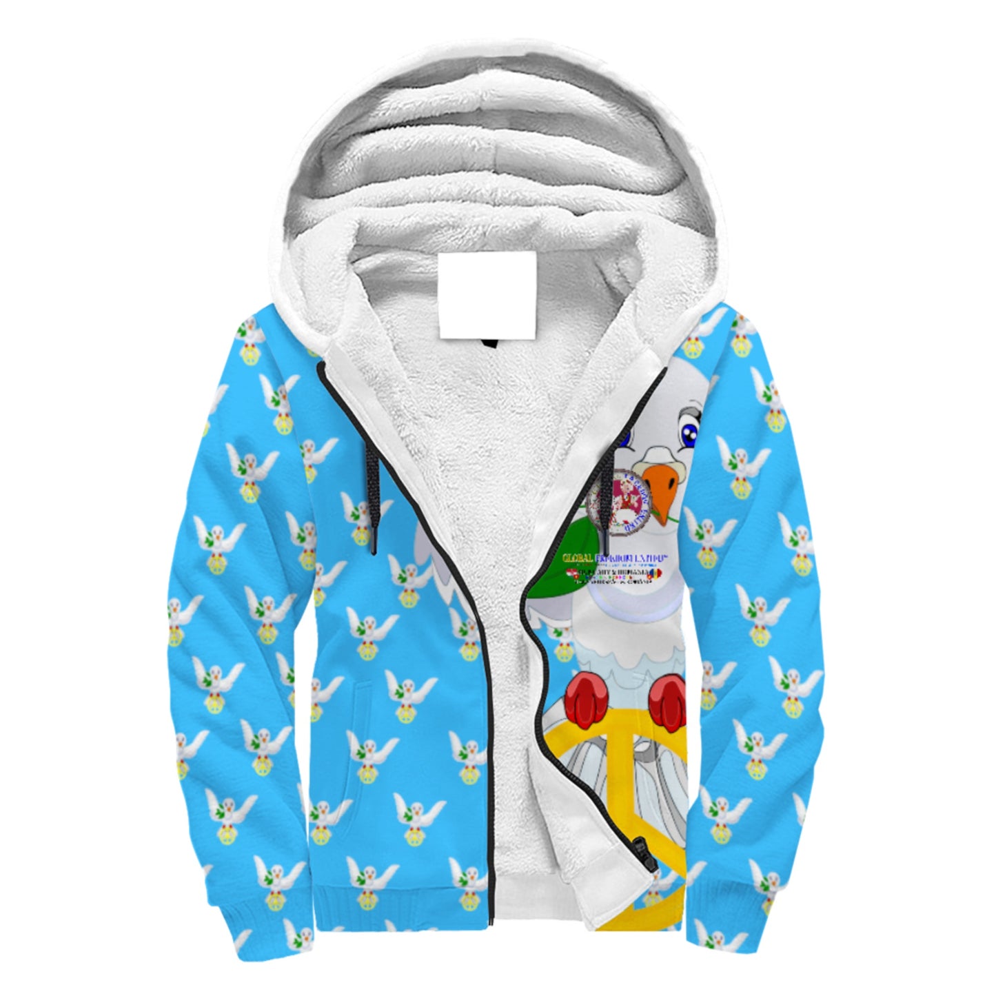 Plush Hoodie GLOBAL FREEDOM UNITED© Women Romania & Hungary Blue
