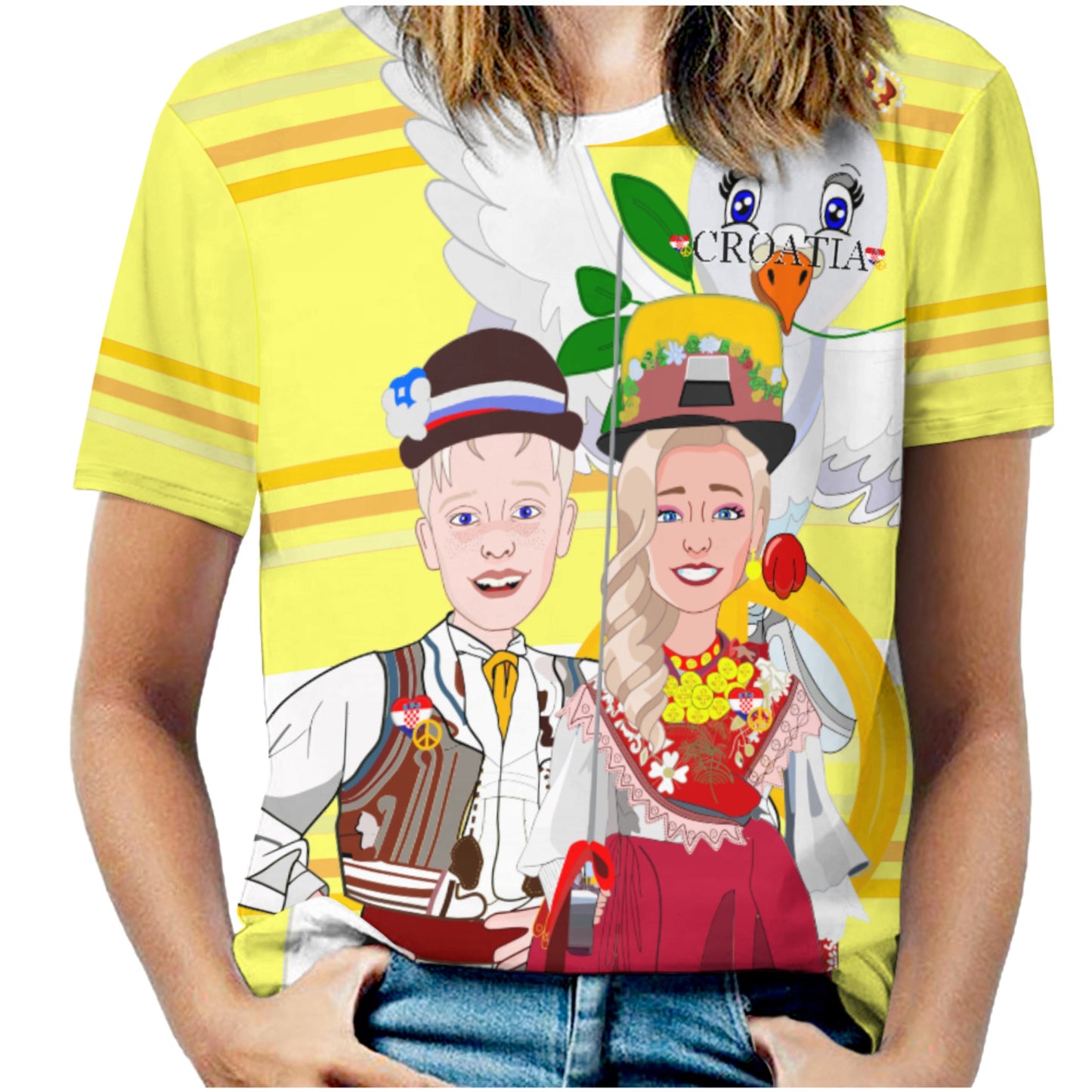 Women´s T-shirt 1 Global Freedom United Couple Edition Croatia  Yellow