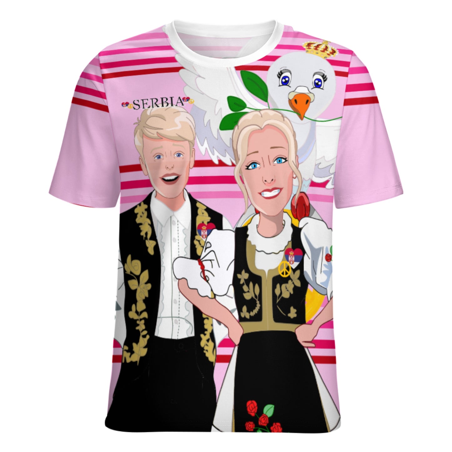 Women´s T-shirt 2 Global Freedom United Couple Edition Serbia Black Pink2