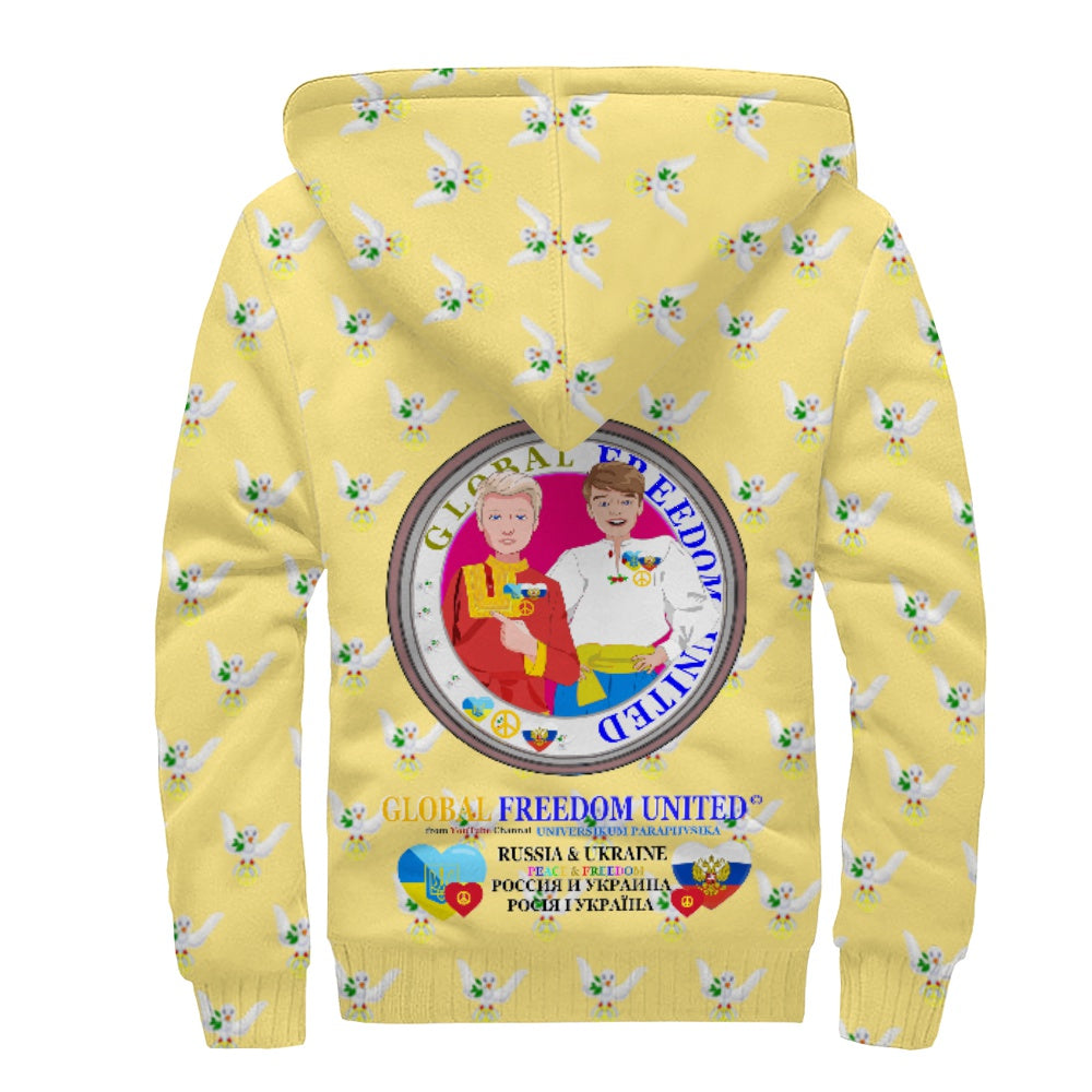 Plush Hoodie GLOBAL FREEDOM UNITED© Men Ukraina & Russia Yellow