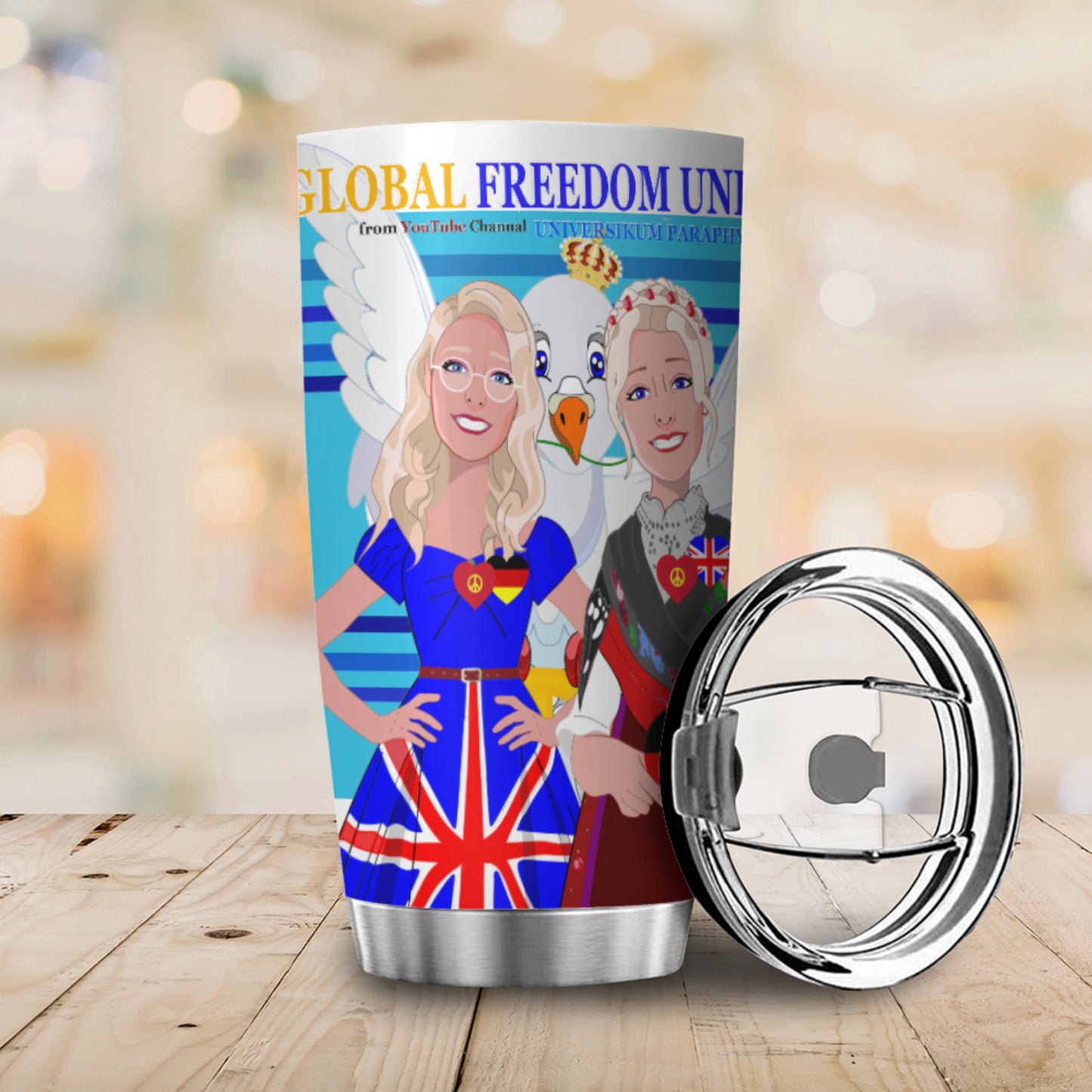 Tumbler Global Freedom United Women England & Germany Old Peace Blue