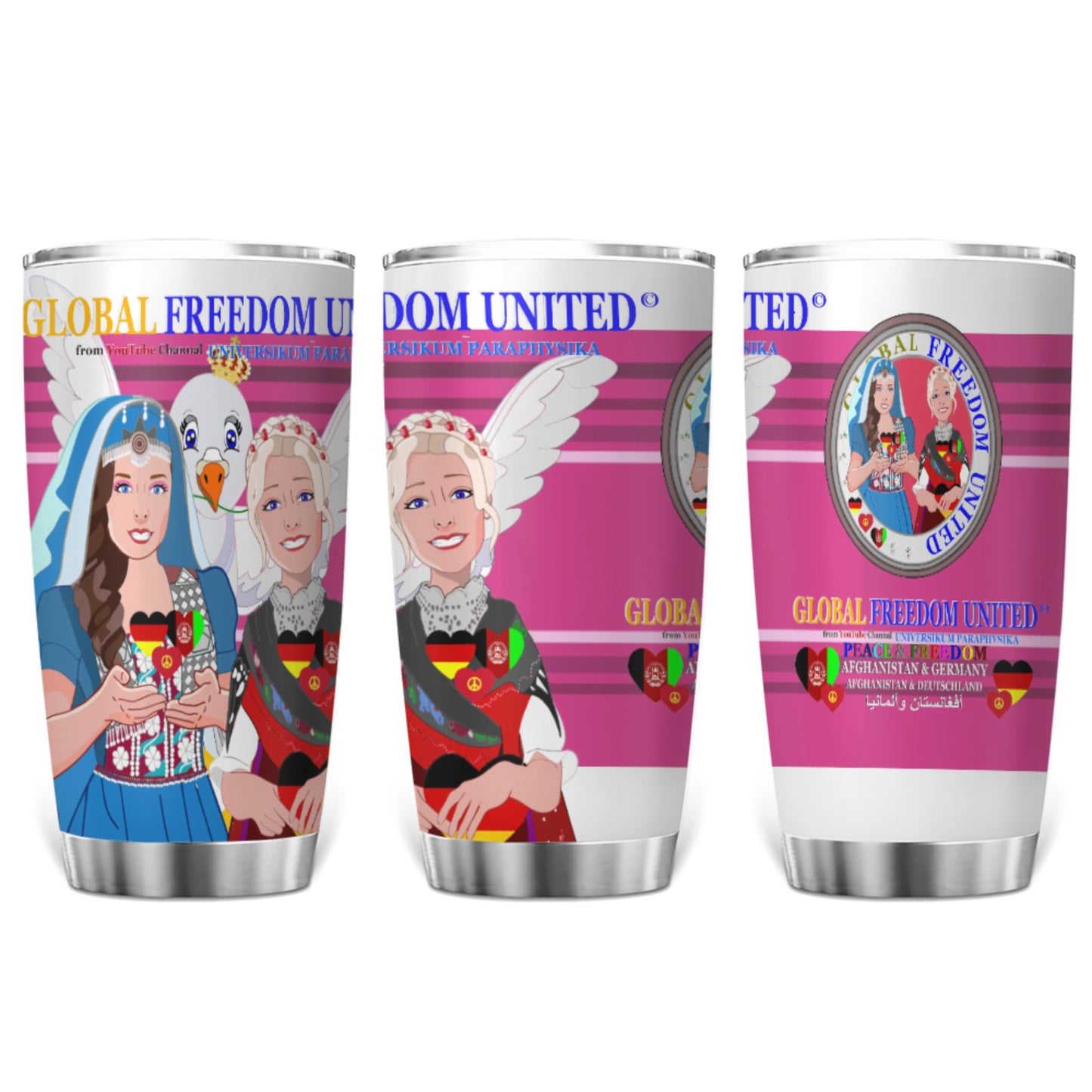Tumbler Global Freedom United Women Afghanistan & Germany Old Peace Pink
