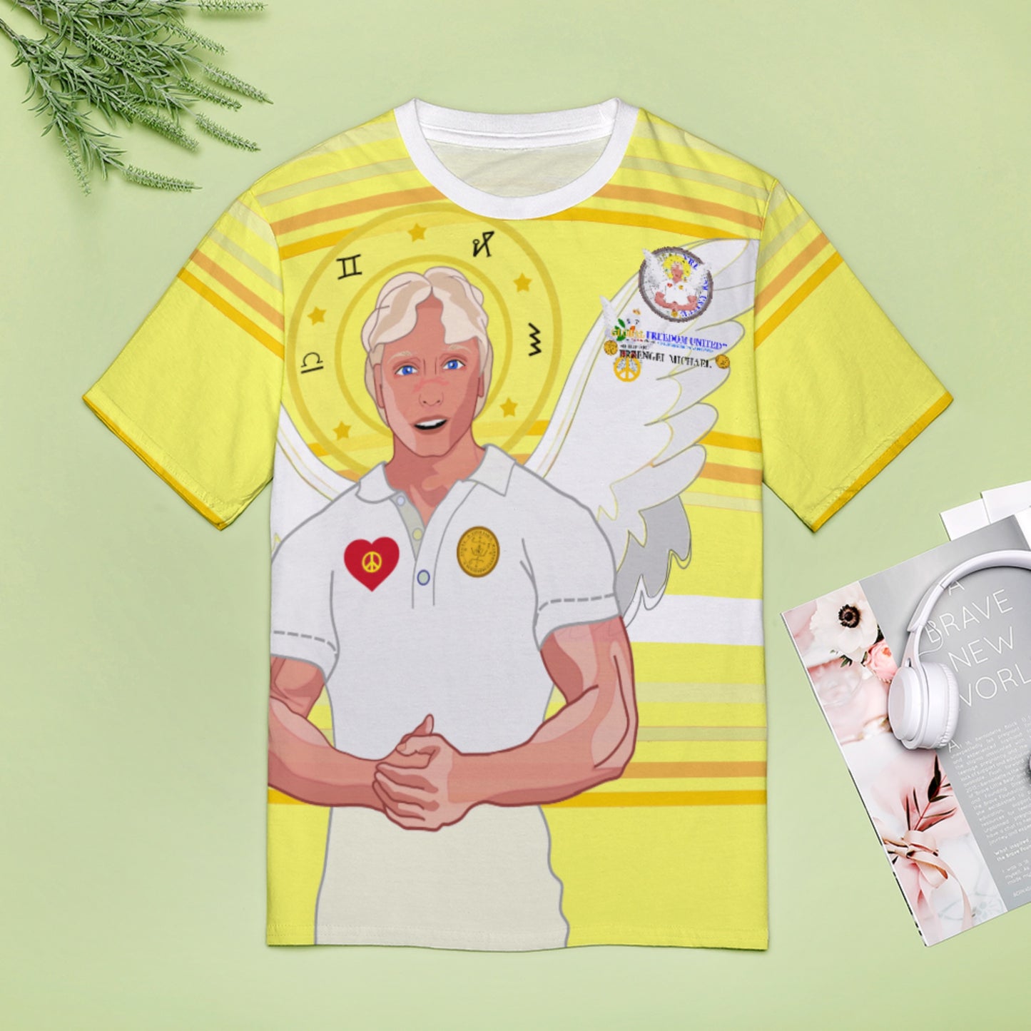 Women´s T-shirt Global Freedom United Archangel Michael German Yellow