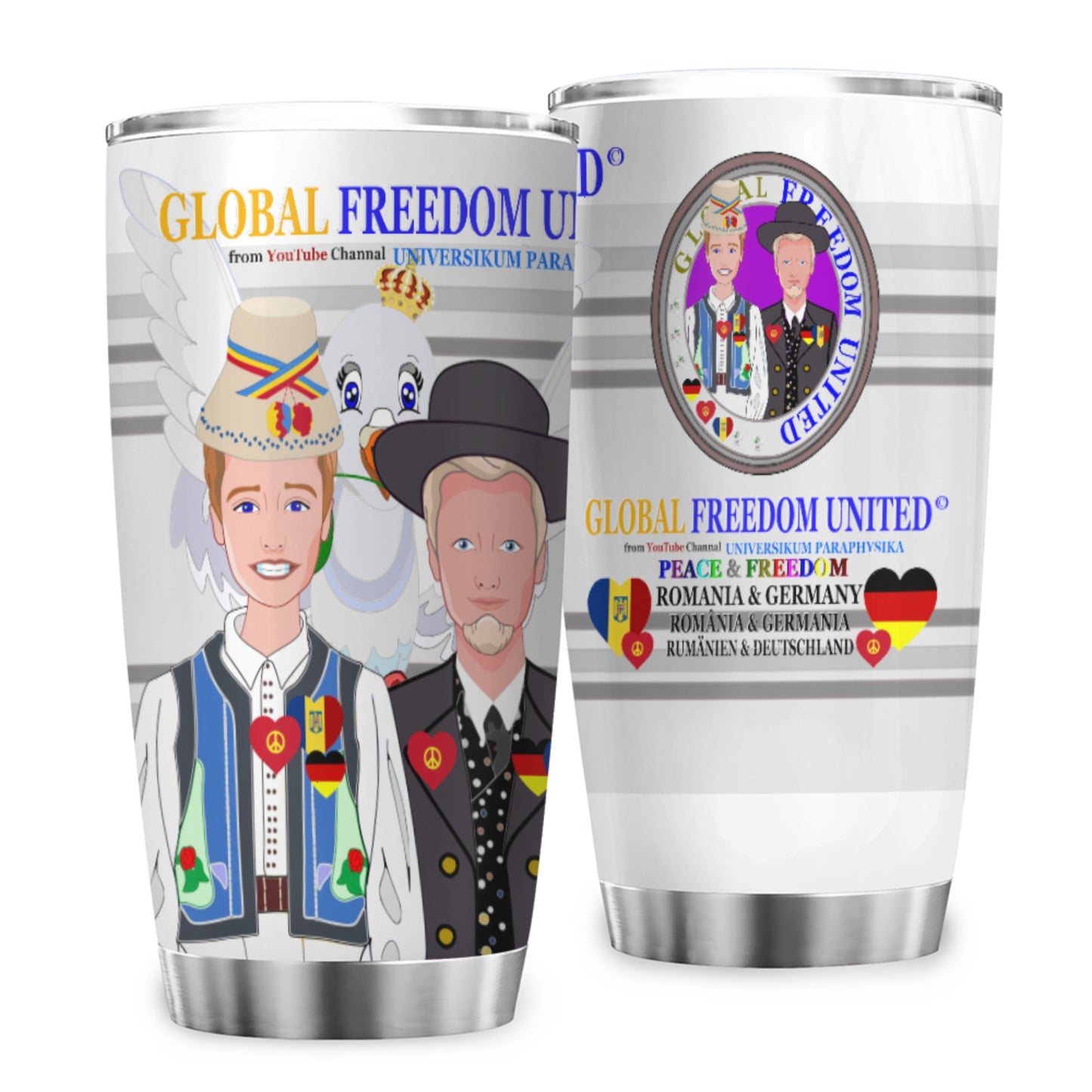 Tumbler Global Freedom United Men Romania & Germany Grey