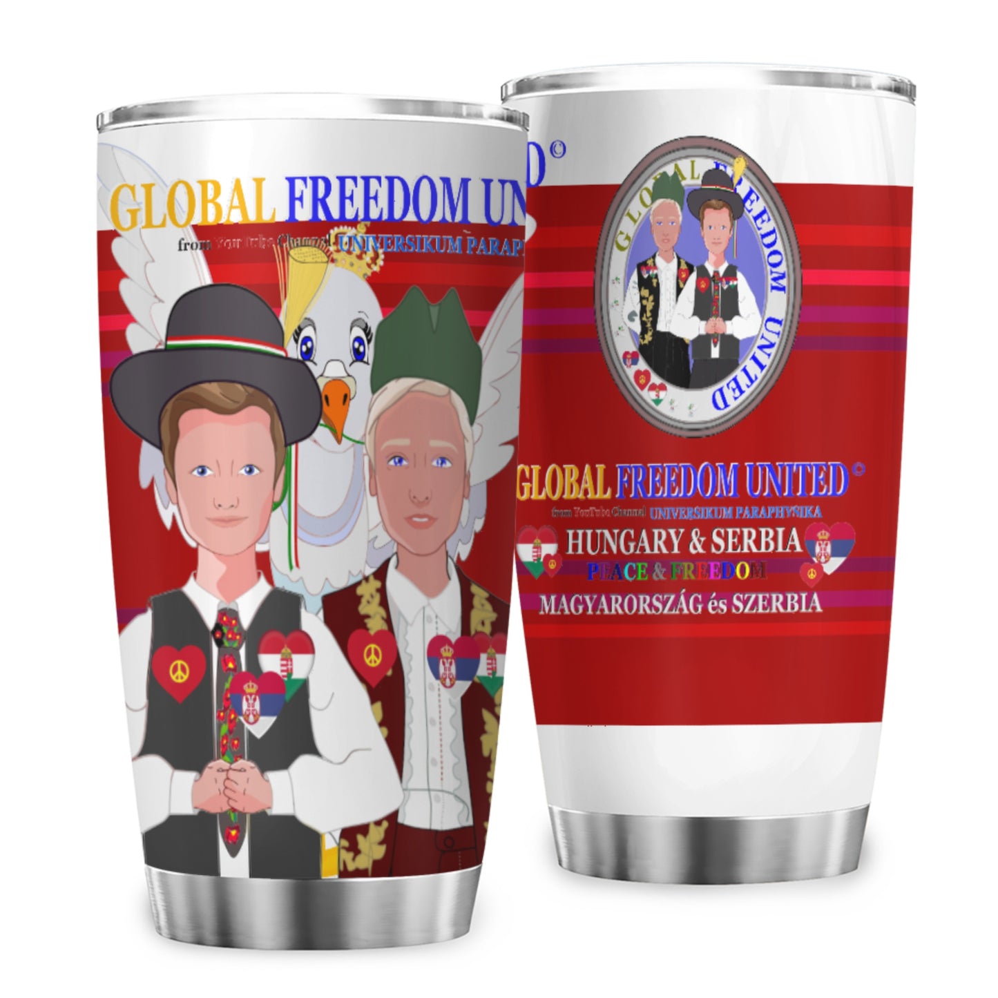 Tumbler GLOBAL FREEDOM UNITED© Men Hungary & Serbia Red