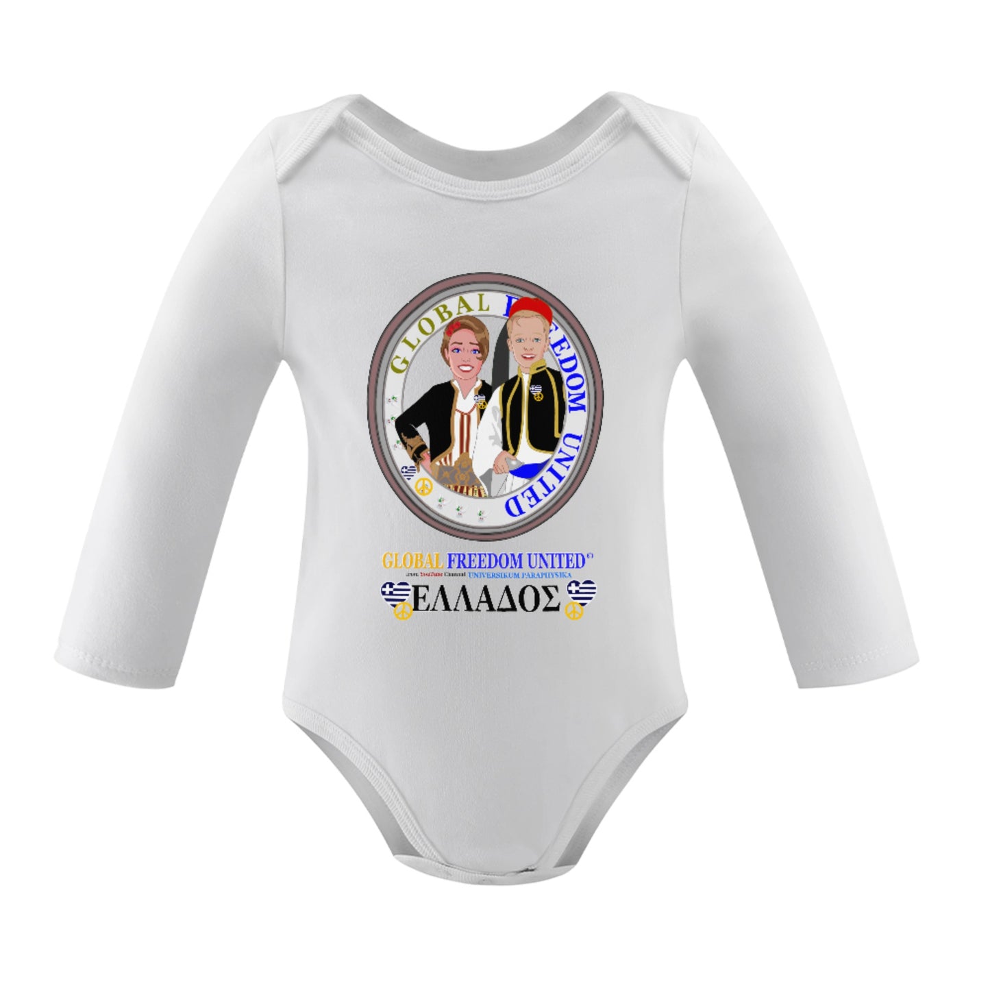 Baby Long-sleeve Bodysuit GLOBAL FREEDOM UNITED© Couple Edition Greece
