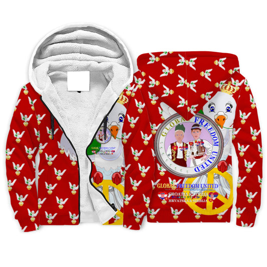 Plush Hoodie GLOBAL FREEDOM UNITED© Men Croatia & Serbia Red