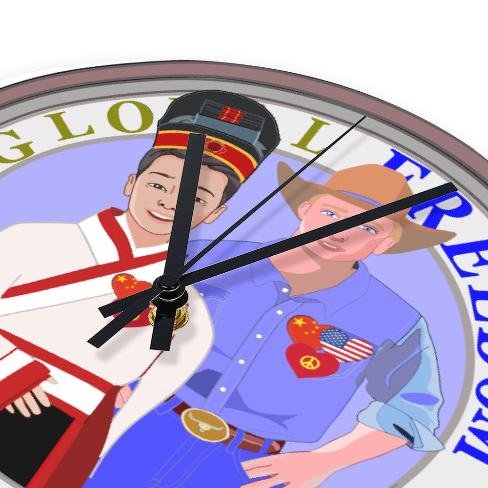 Wooden Wall Clock Without Scale GLOBAL FREEDOM UNITED© Men USA & China
