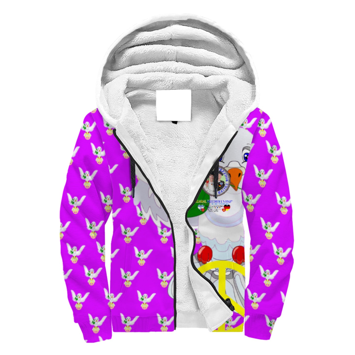 Plush Hoodie GLOBAL FREEDOM UNITED© Men Israel & Germany Lilac