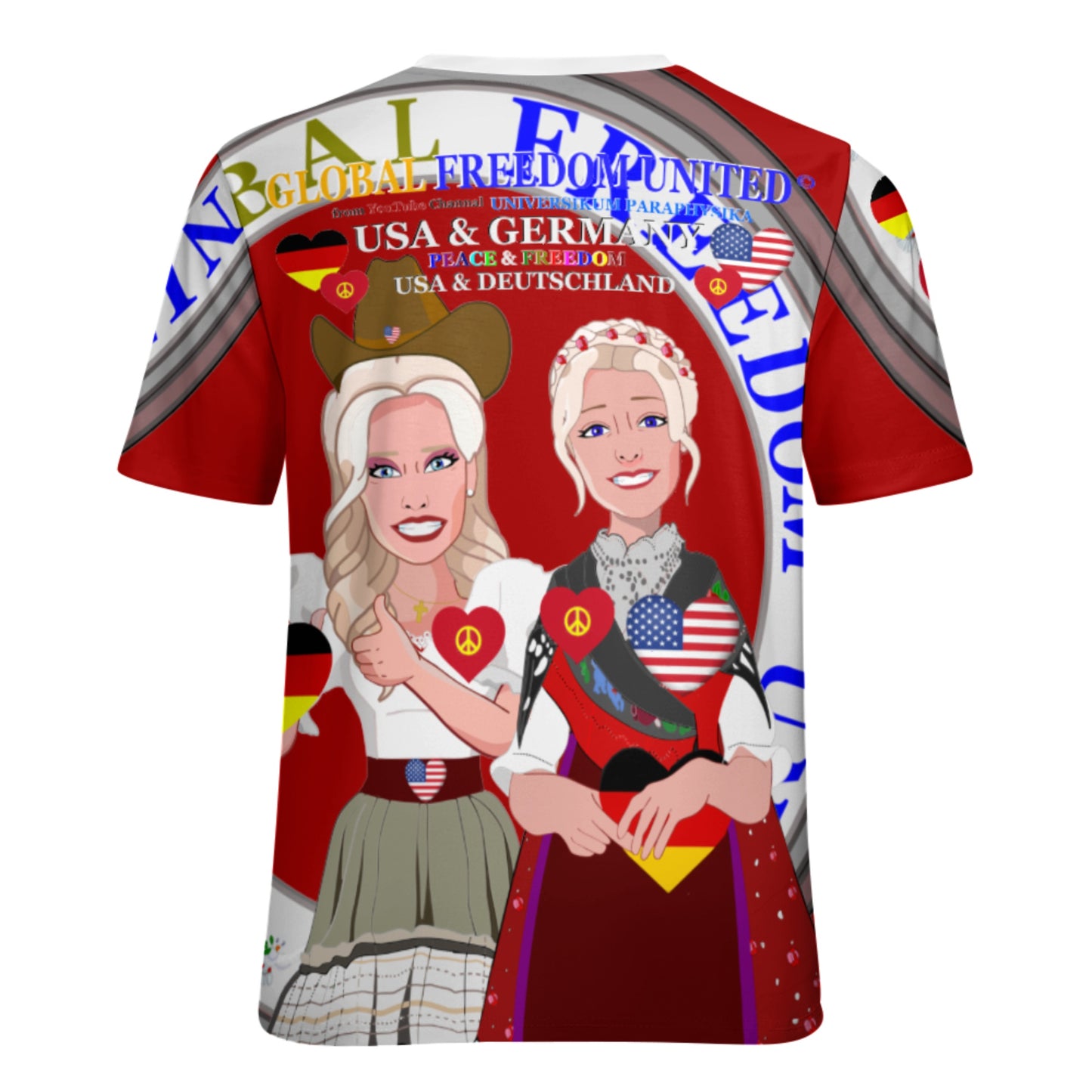 Women´s T-Shirt 3 GLOBAL FREEDOM UNITED© Women USA & Germany Red