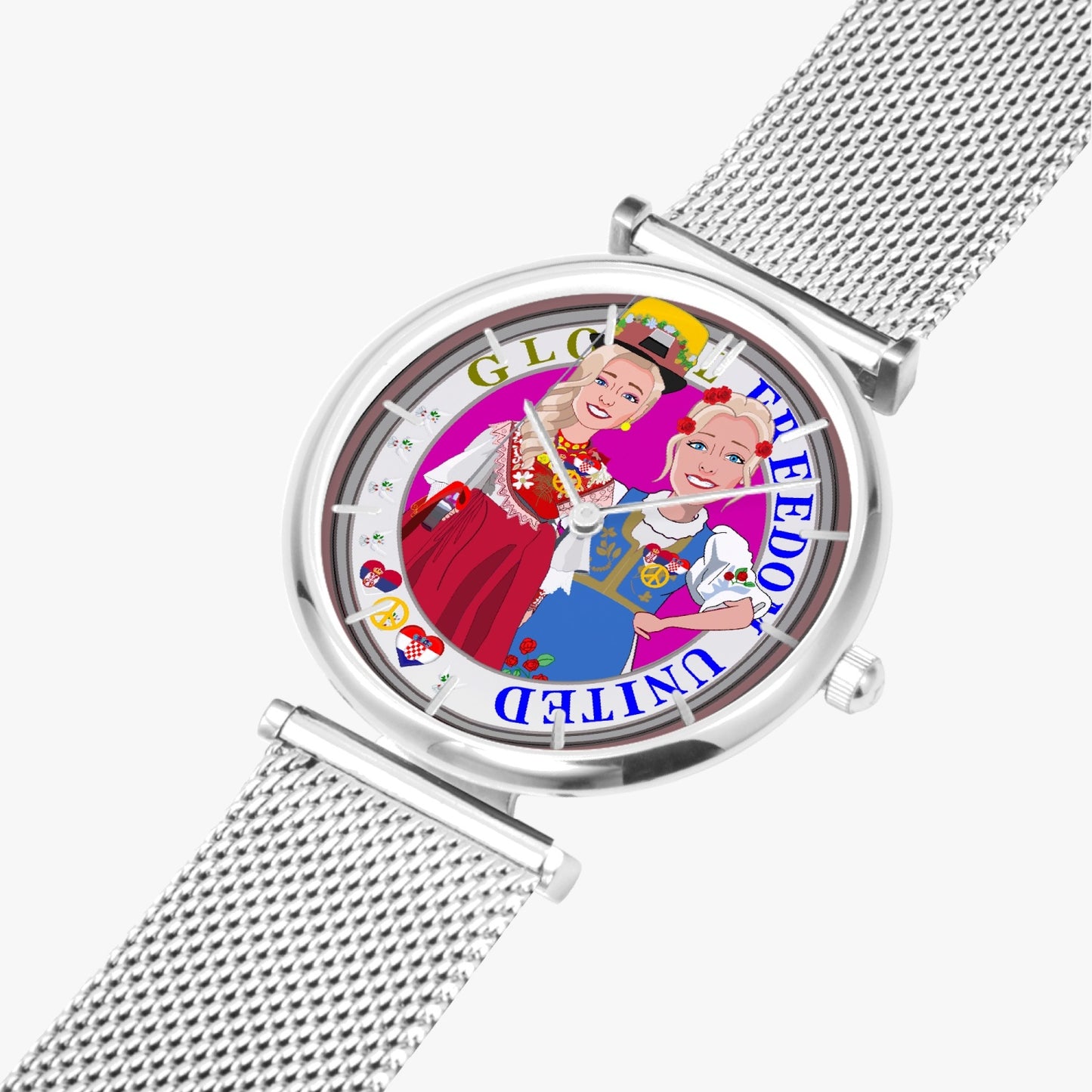 GLOBAL FREEDOM UNITED WOMEN CROATIA & SERBIA OLD PEACE VERSION 2 New Stylish Ultra-Thin Quartz Watch (With Indicators)
