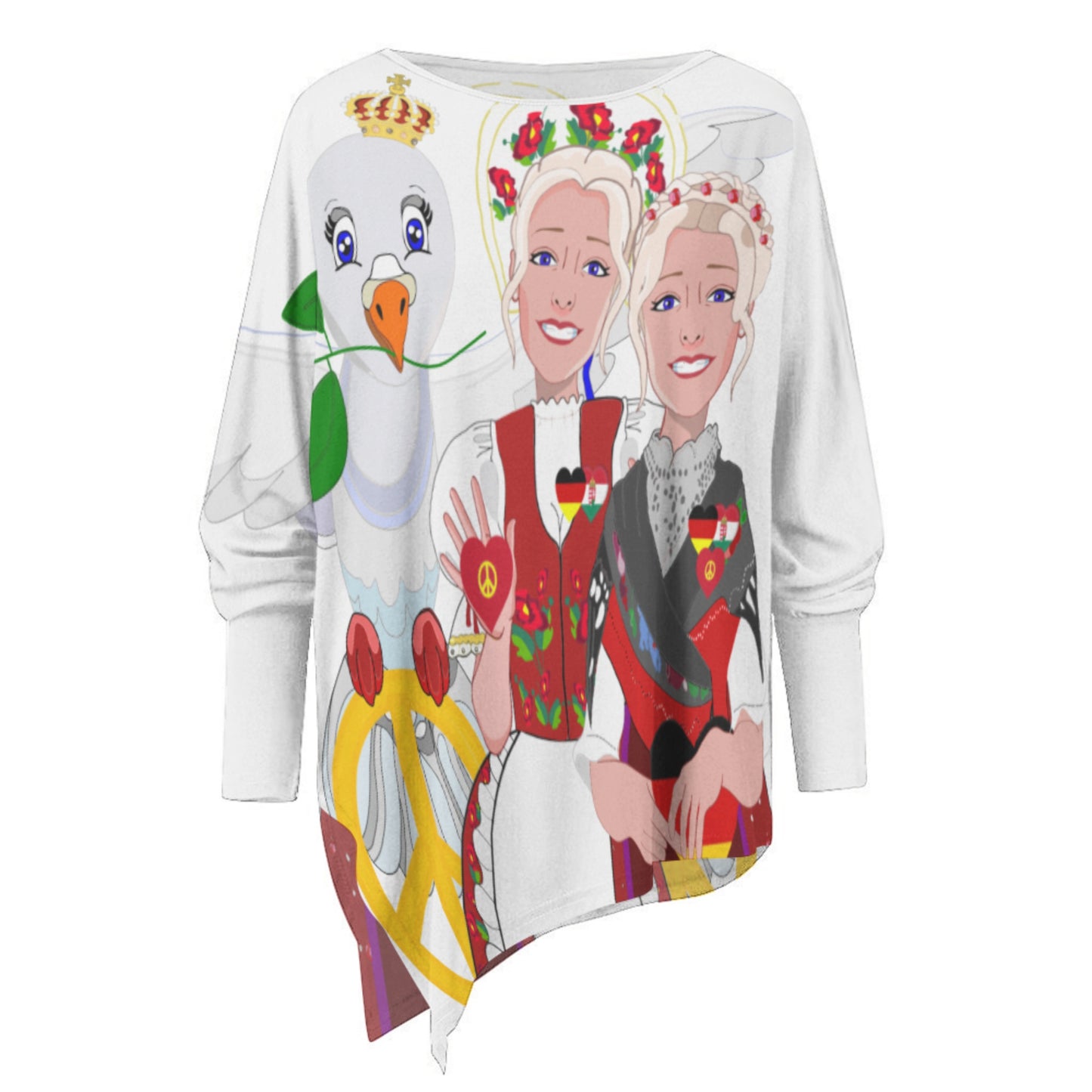 Pullover Long Sleeve T-shirt GLOBAL FREEDOM UNITED© Women Germany & Hungary BIG