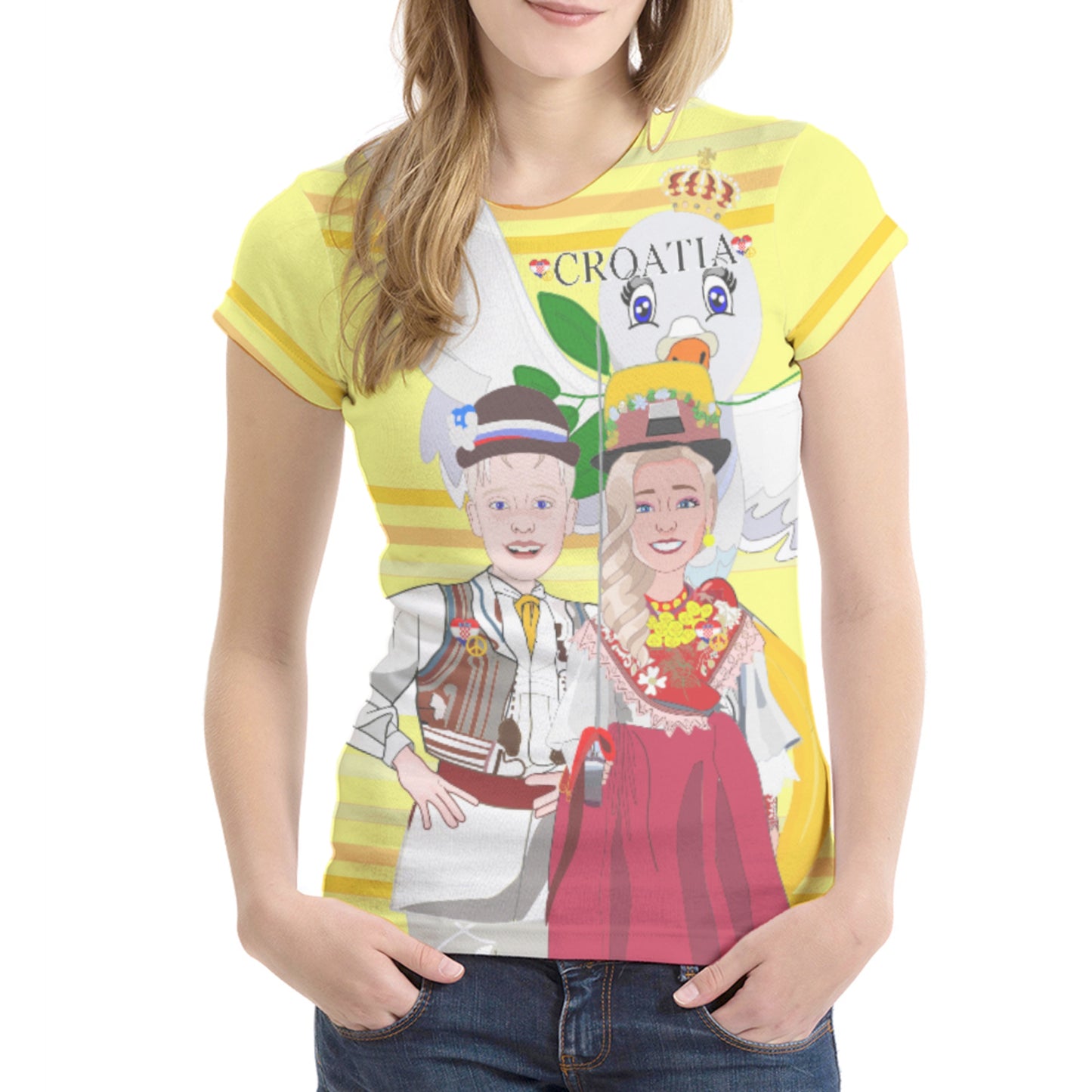 Women´s T-shirt 1 Global Freedom United Couple Edition Croatia  Yellow