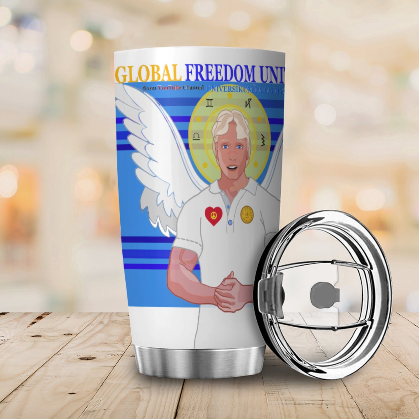 Tumbler Global Freedom United Archangel Michael Hebrew  Deep Blue