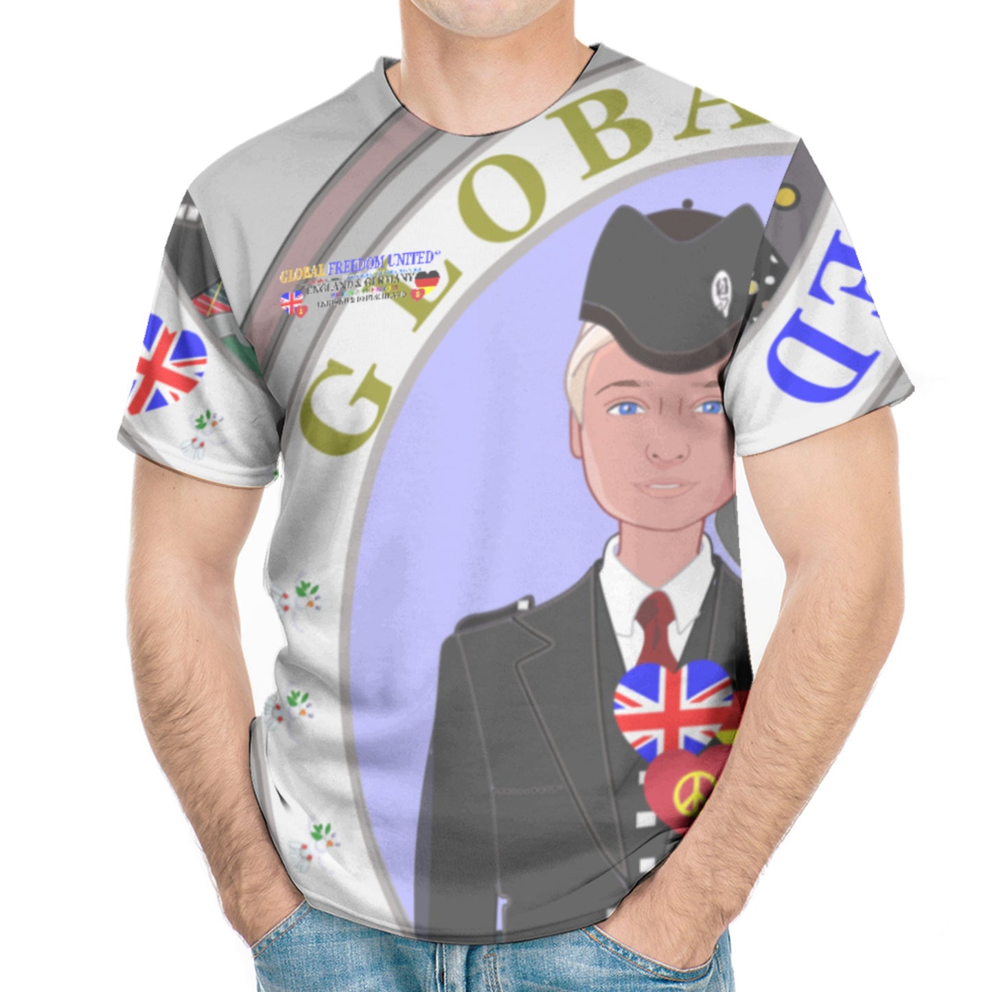 Men´s T-shirt GLOBAL FREEDOM UNITED© Men England & Germany V2 Grey